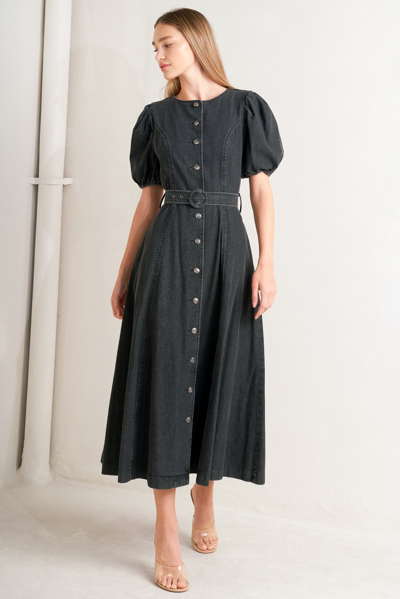 IN MY MIND DENIM MIDI DRESS Flying Tomato